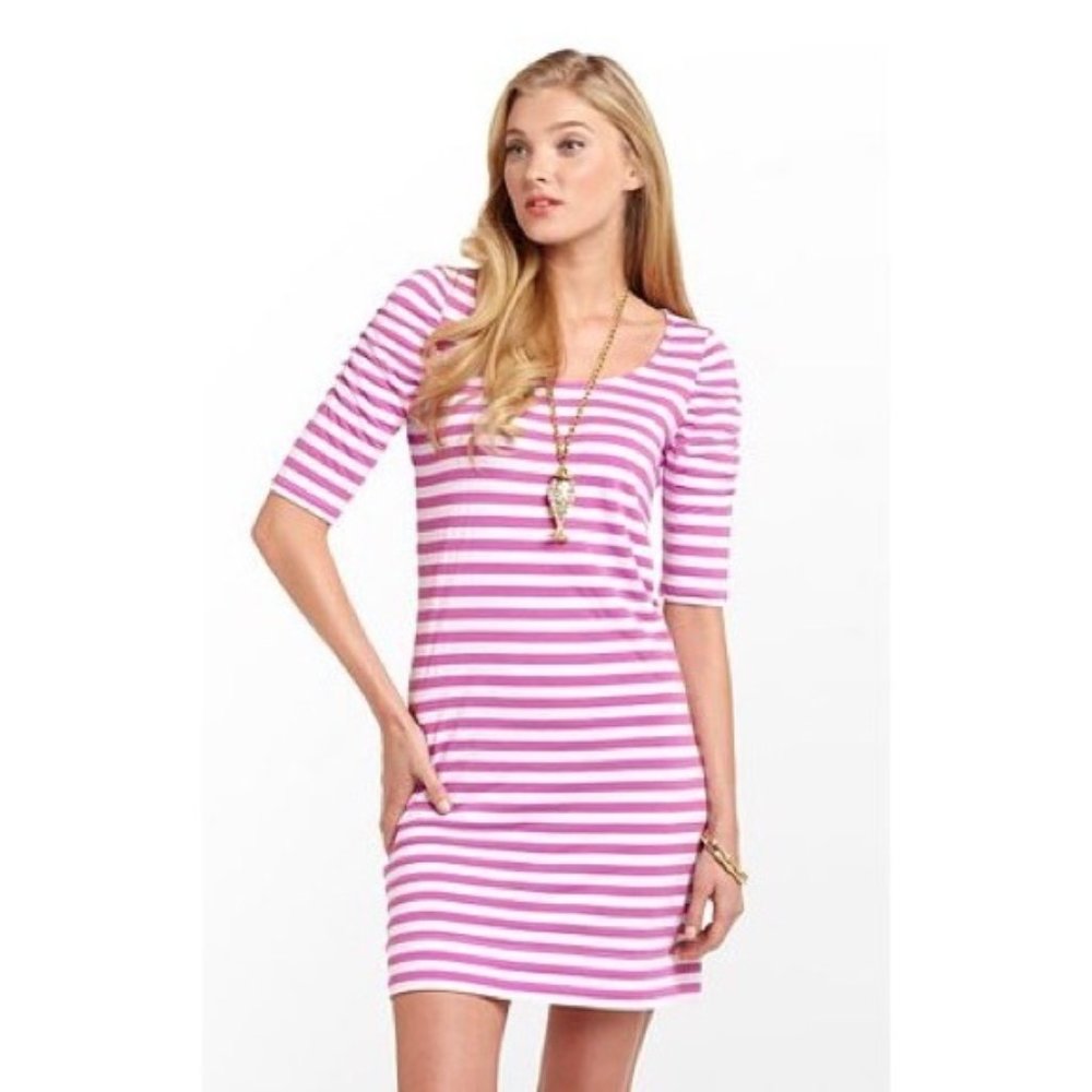 Lilly Pulitzer Kaley Dress Boat Party Stripe Purple Pansy XS